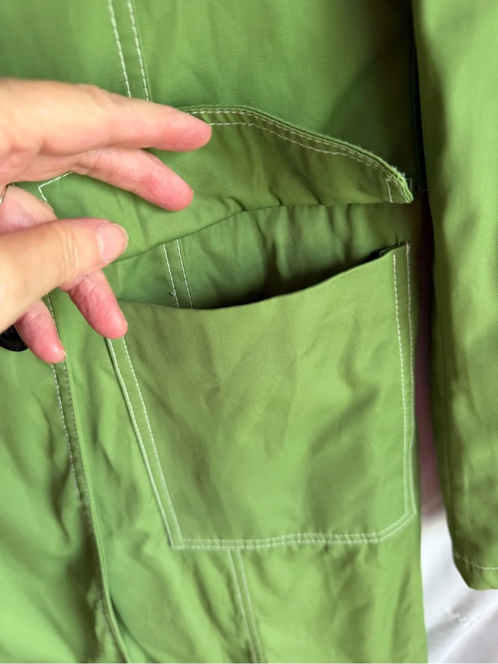 Michael Kors Double Breasted Green Trench Coat Size XS EUC Retro preppy
